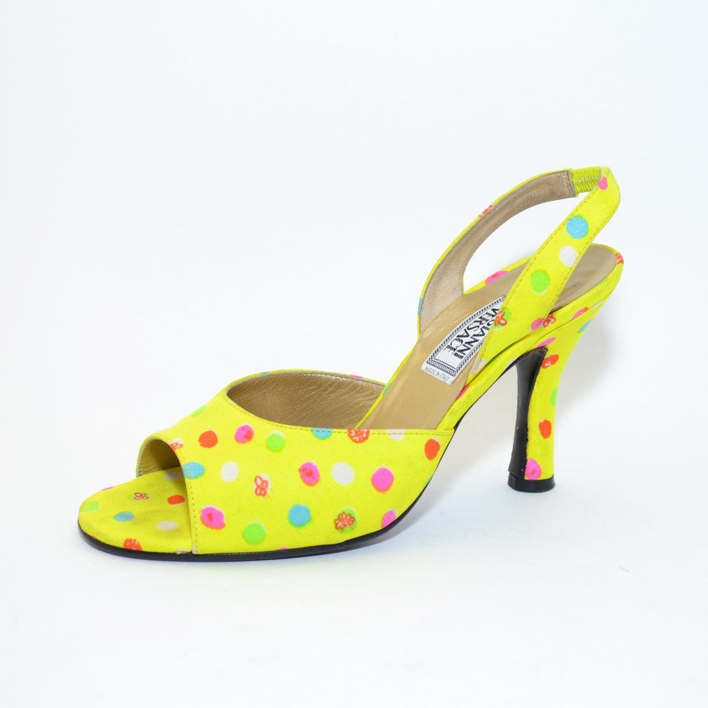 Versace Yellow Polka Dot Sandals 36/6 // Vintage